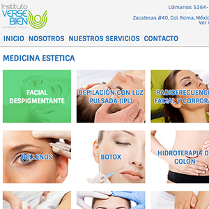 Menú de servicios - Instituto Verse Bien - Versión Tablet